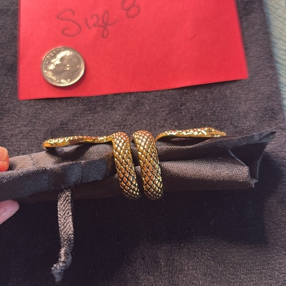 Unisex Gold Alloy Snake Ring - Boho Gothic Punk Love - Lunar New Year Sz 8 - Picture 6 of 13